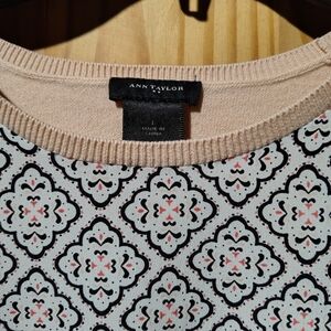 Ann Taylor Women's Patterned Sweater - Cream and Black